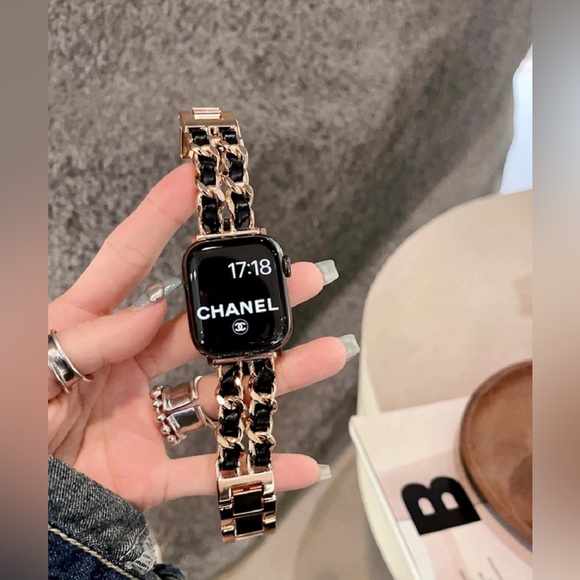 NEW Strap Chain Leather Stainless Band For Apple Watch - RB - Picture 3 of 7